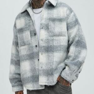 NOVAMEN nova men Fashion Nova Move Up plaid wool poly shacket oversized M medium